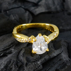 Natcha White Halo Promise Ring Gold Plated Elegant Design