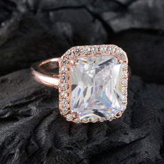 Hua White Halo Promise Ring with Rose Gold Setting