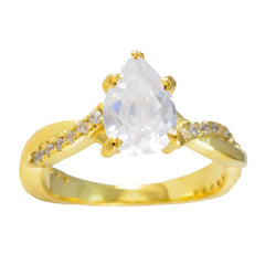 Natcha White Halo Promise Ring Gold Plated Elegant Design