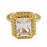 Eun-ji White Halo Ring for Women with Gold Setting White CZ White