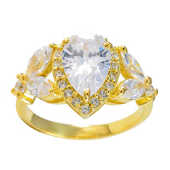 Riya White Halo Ring for Women with Gold Plating