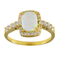 Natalia White Halo Ring for Women with Opal Gemstone