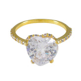 Patricia White Halo Ring for Women Gold Heart Design White CZ White