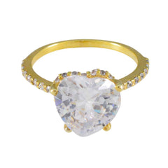 Patricia White Halo Ring for Women Gold Heart Design White CZ White
