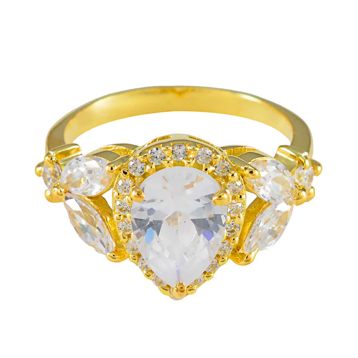 Riya White Halo Ring for Women with Gold Plating White CZ White