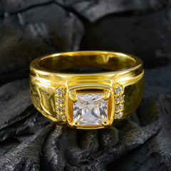 Lorena White Halo Ring for Women in Gold Finish