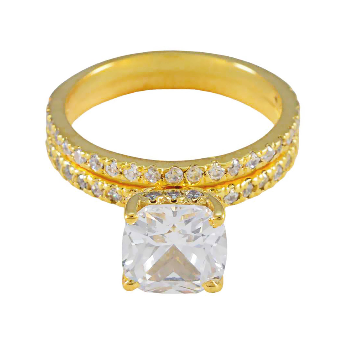 Haruka Elegant White Halo Ring for Women Gold Plated White CZ White