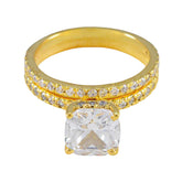 Haruka Elegant White Halo Ring for Women Gold Plated White CZ White