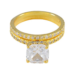Haruka Elegant White Halo Ring for Women Gold Plated White CZ White