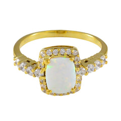 Natalia White Halo Ring for Women with Opal Gemstone Opal CZ White