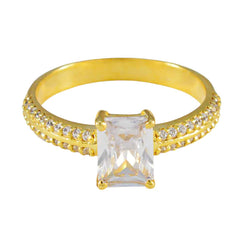 Nisa White Halo Ring for Women in Gold Plating White CZ White