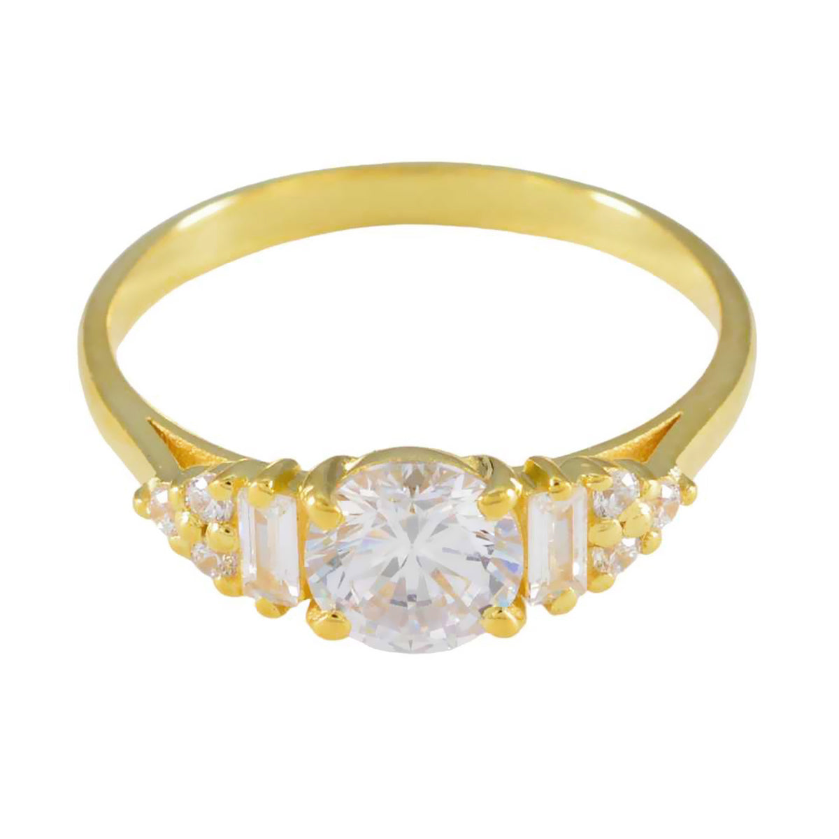 Charlotte White Halo Ring for Women in Gold Tone White CZ White