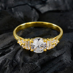 Charlotte White Halo Ring for Women in Gold Tone
