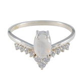 Li Lee White Halo Ring for Women with Gemstone Accent Rainbow Moonstone White