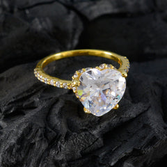 Patricia White Halo Ring for Women Gold Heart Design