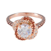 Saanvi Elegant White Halo Ring for Women Rose Gold White CZ White