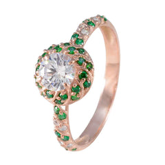 Bella White Halo Ring for Women with Green Gemstones
