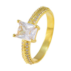 Nisa White Halo Ring for Women in Gold Plating