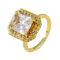 Eun-ji White Halo Ring for Women with Gold Setting