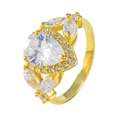 Riya White Halo Ring for Women with Gold Plating