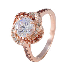 Saanvi Elegant White Halo Ring for Women Rose Gold