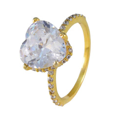 Patricia White Halo Ring for Women Gold Heart Design