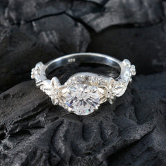 Isadora White Halo Ring for Women with Floral Design