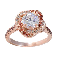 Saanvi Elegant White Halo Ring for Women Rose Gold