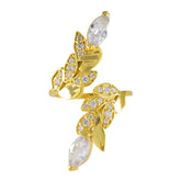 Ana White Halo Statement Ring in Gold Leaf Design White CZ White