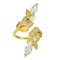 Ana White Halo Statement Ring in Gold Leaf Design