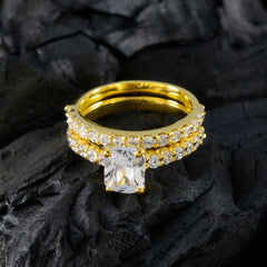 Priya White Halo Wedding Ring with Gold Plating