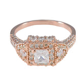 Evelyn White Halo Wedding Ring with Rose Gold Detail White CZ White