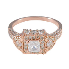 Evelyn White Halo Wedding Ring with Rose Gold Detail White CZ White