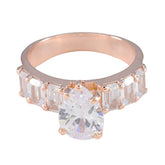 Aisha White Hepta Gemstone Ring Elegant Rose Gold White CZ White