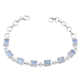 Lea White Links Bracelet India with Gemstone Accents Rainbow Moonstone White