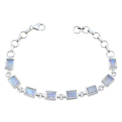 Lea White Links Bracelet India with Gemstone Accents Rainbow Moonstone White