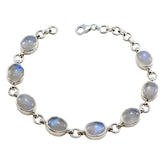 Alina Glam Tiny White Links Bracelet Rainbow Moonstone White