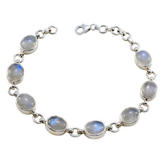 Alina Glam Tiny White Links Bracelet Rainbow Moonstone White
