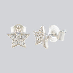 Maria White Minimalist Stud Earrings - Sleek Star Design