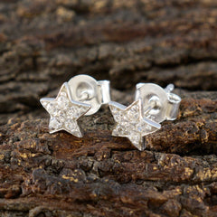Maria White Minimalist Stud Earrings - Sleek Star Design