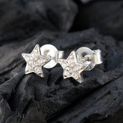 Maria White Minimalist Stud Earrings - Sleek Star Design