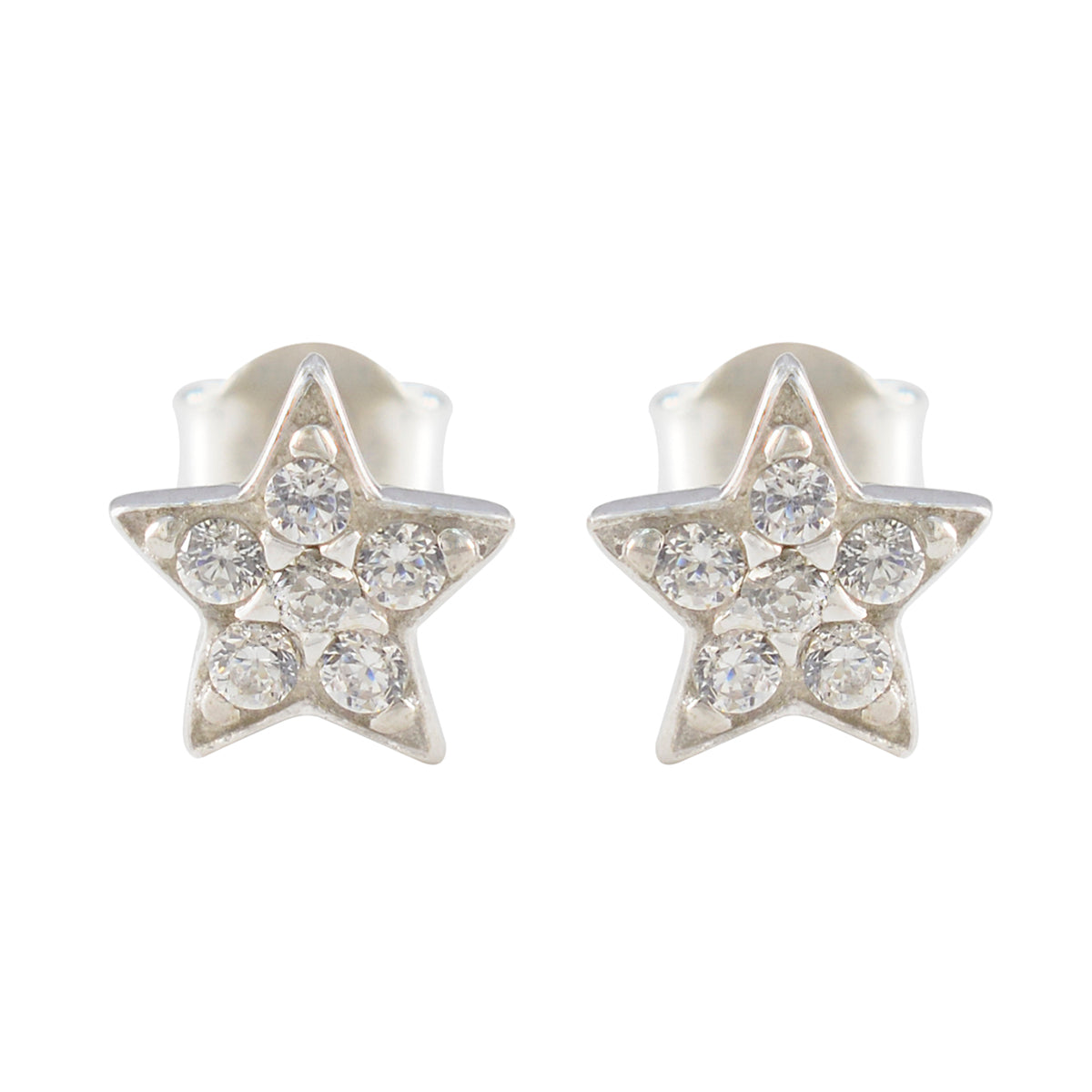 Maria White Minimalist Stud Earrings - Sleek Star Design Cubic Zirconia White Stud