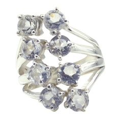 Araya white octa gemstone ring featuring multiple white octagonal gemstones set in silver band