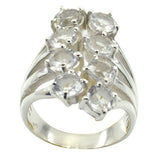 Araya white octa gemstone ring featuring multiple clear octagonal gemstones on silver band