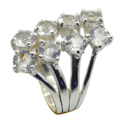 Araya white octa gemstone ring featuring multiple clear octagonal stones set on a silver band