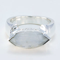 Bruna white solitaire filigree ring with a marquise-shaped stone and polished silver band