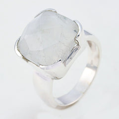 Violet White Solitaire Gemstone Ring with Silver Band