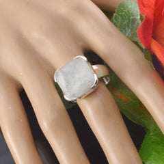 Violet White Solitaire Gemstone Ring with Silver Band