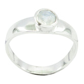 Nisa Glamorous White Solitaire Ring Rainbow Moonstone White