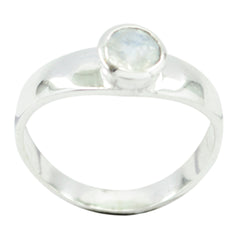 Nisa Glamorous White Solitaire Ring Rainbow Moonstone White